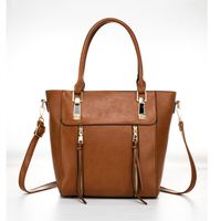 Femmes Moyen Toutes Les Saisons Faux Cuir Couleur Unie Style Vintage Carré Fermeture Éclair Sac À Main main image 4