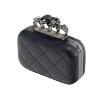 Black Pu Leather Lingge Square Evening Bags main image 5