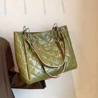 Women's Medium All Seasons Pu Leather Lingge Fashion Square Zipper Tote Bag sku image 4