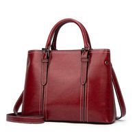 Women's Large All Seasons Pu Leather Solid Color Vintage Style Square Zipper Tote Bag sku image 1