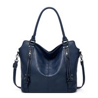 Women's Large Pu Leather Solid Color Vintage Style Zipper Bag Sets Tote Bag sku image 3