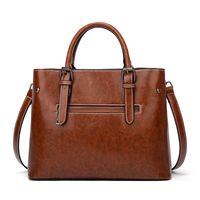 Women's Large All Seasons Pu Leather Solid Color Vintage Style Square Zipper Tote Bag main image 4