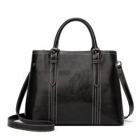 Women's Large All Seasons Pu Leather Solid Color Vintage Style Square Zipper Tote Bag sku image 3