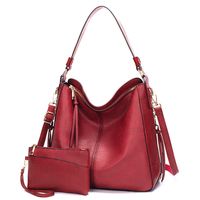 Women's Large Pu Leather Solid Color Fashion Tassel Square Zipper Crossbody Bag sku image 15