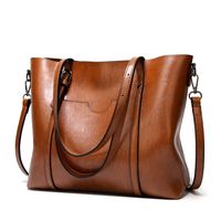 Mujeres Grande Cuero Sintético Poliéster Color Sólido Estilo Vintage Estilo Clásico Balde Cremallera Bolsa De Hombro Bolso De Mano Bolso Bandolera main image 1