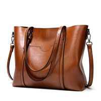 Women's Large Pu Leather Polyester Solid Color Vintage Style Classic Style Bucket Zipper Shoulder Bag Tote Bag Crossbody Bag main image 1