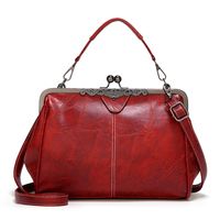 Women's Medium Pu Leather Color Block Vintage Style Dumpling Shape Lock Clasp Cloud Shape Bag sku image 1