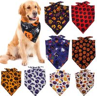 Fashion Polyester Halloween Pumpkin Skull Printing Pet Saliva Towel 1 Piece main image 1