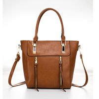 Femmes Moyen Toutes Les Saisons Faux Cuir Couleur Unie Style Vintage Carré Fermeture Éclair Sac À Main sku image 4