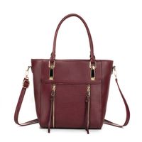 Femmes Moyen Toutes Les Saisons Faux Cuir Couleur Unie Style Vintage Carré Fermeture Éclair Sac À Main main image 3