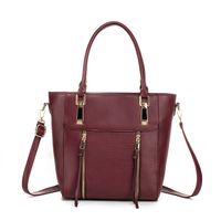 Femmes Moyen Toutes Les Saisons Faux Cuir Couleur Unie Style Vintage Carré Fermeture Éclair Sac À Main sku image 3