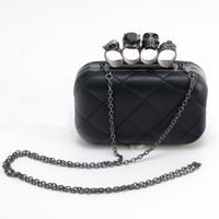 Black Pu Leather Lingge Square Evening Bags main image 3