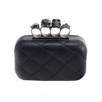 Black Pu Leather Lingge Square Evening Bags main image 6