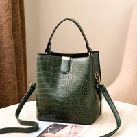 Women's Medium Pu Leather Crocodile Fashion Bucket Zipper Crossbody Bag sku image 3