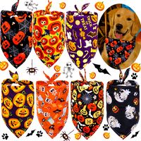 Fashion Polyester Halloween Pumpkin Skull Printing Pet Saliva Towel 1 Piece main image 6