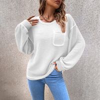 Fashion Solid Color Cotton Round Neck Long Sleeve Batwing Sleeve Pocket Knitwear main image 5