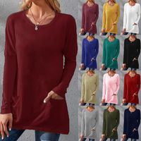 Women's Blouse Long Sleeve Blouses Pocket Fashion Solid Color main image 1