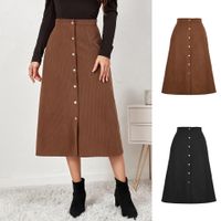 Retro Solid Color Polyester Maxi Long Dress Skirts main image 1