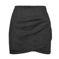 Fashion Solid Color Faux Suede Above Knee Skirts main image 3