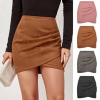 Fashion Solid Color Faux Suede Above Knee Skirts main image 1