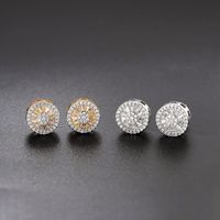1 Pair Fashion Round Copper Plating Inlay Zircon Gold Plated Ear Studs main image 1