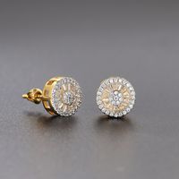1 Pair Fashion Round Copper Plating Inlay Zircon Gold Plated Ear Studs main image 2