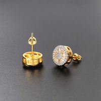 1 Paire Mode Rond Le Cuivre Placage Incruster Zircon Plaqué Or Boucles D'oreilles sku image 2