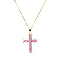 Fashion Cross Copper Inlay Zircon Pendant Necklace 1 Piece sku image 1