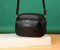 Women's Medium Pu Leather Solid Color Fashion Oval Zipper Crossbody Bag sku image 5