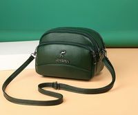 Women's Medium Pu Leather Solid Color Fashion Oval Zipper Crossbody Bag sku image 3