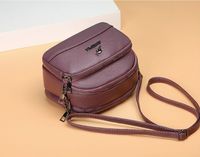 Women's Medium Pu Leather Solid Color Fashion Oval Zipper Crossbody Bag sku image 2