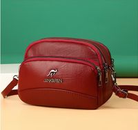 Women's Medium Pu Leather Solid Color Fashion Oval Zipper Crossbody Bag sku image 1