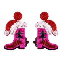 Simple Style Christmas Hat Christmas Socks Boots Beaded Alloy Handmade Women's Drop Earrings 1 Pair main image 6
