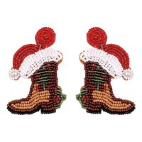 Simple Style Christmas Hat Christmas Socks Boots Beaded Alloy Handmade Women's Drop Earrings 1 Pair main image 5