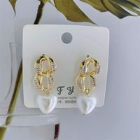 Fashion Heart Shape Alloy Plating Artificial Pearls Zircon Women's Drop Earrings 1 Pair main image 5