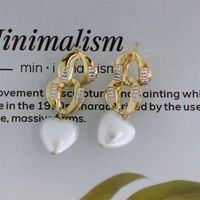 Fashion Heart Shape Alloy Plating Artificial Pearls Zircon Women's Drop Earrings 1 Pair main image 1