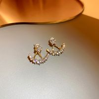 Fashion Heart Shape Flower Butterfly Alloy Inlay Artificial Crystal Zircon Earrings sku image 1