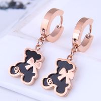 Fashion Bear Bow Knot Titanium Steel Inlay Resin Drop Earrings 1 Pair main image 4