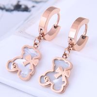 Fashion Bear Bow Knot Titanium Steel Inlay Resin Drop Earrings 1 Pair main image 3