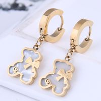 Fashion Bear Bow Knot Titanium Steel Inlay Resin Drop Earrings 1 Pair sku image 3