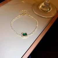 Simple Style Geometric Alloy Plating Artificial Gemstones Women's Bracelets sku image 1