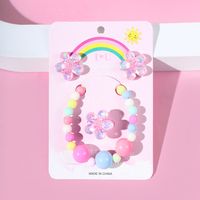 Fashion Flower Plastic Beaded Girl's Rings Bracelets Earrings 1 Set main image 6