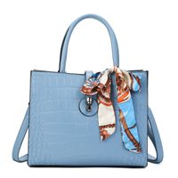 Women's Large All Seasons Pu Leather Crocodile Fashion Bowknot Square Zipper Tote Bag sku image 8