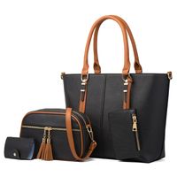 Women's Large All Seasons Pu Leather Solid Color Fashion Bucket Zipper Bag Sets sku image 2