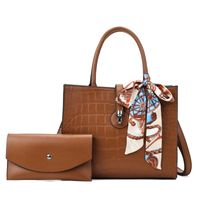 Women's Large All Seasons Pu Leather Crocodile Fashion Bowknot Square Zipper Tote Bag main image 1