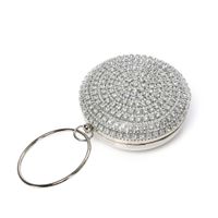 Gold Silver Polyester Metal Solid Color Rhinestone Round Evening Bags main image 3