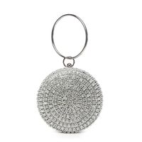 Gold Silver Polyester Metal Solid Color Rhinestone Round Evening Bags sku image 2