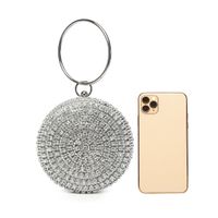 Gold Silver Polyester Metal Solid Color Rhinestone Round Evening Bags main image 6