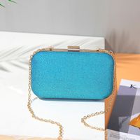 Red Blue Black Pu Leather Metal Solid Color Square Evening Bags sku image 5