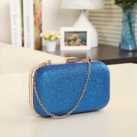 Red Blue Black Pu Leather Metal Solid Color Square Evening Bags sku image 2